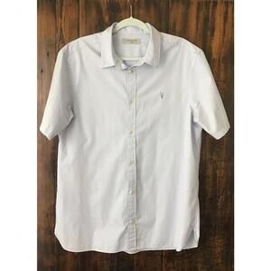 Allsaints Men’s 100% Organic Cotton Short Sleeve Button Down Shirt Size XL